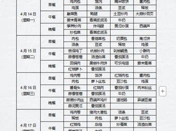 2025年4月14日至4月18日学生菜谱